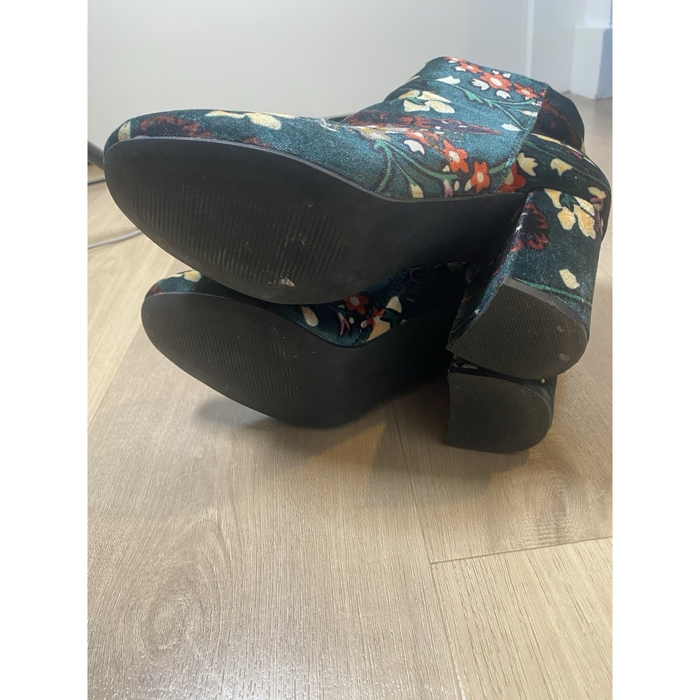 Just Fab Loreida Emerald Green Floral Multicolored Bootie Women's 6.5 - Picture 8 of 10